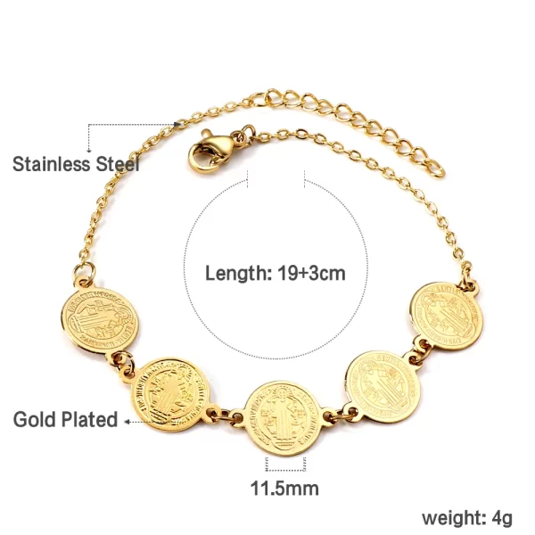 Arab Coins Bracelet – Stainless Steel Gold Plated Turkish Round Vintage Jewelry for Women