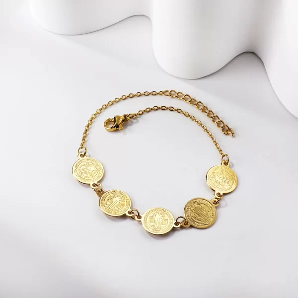 Arab Coins Bracelet – Stainless Steel Gold Plated Turkish Round Vintage Jewelry for Women