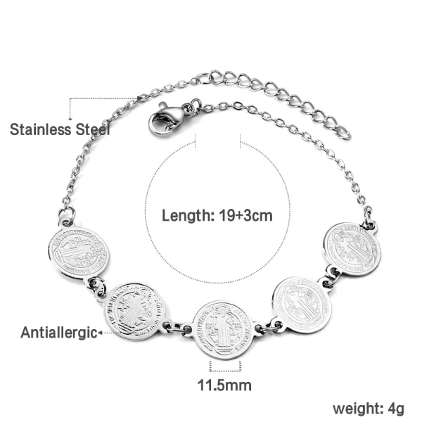 Arab Coins Bracelet – Stainless Steel Gold Plated Turkish Round Vintage Jewelry for Women